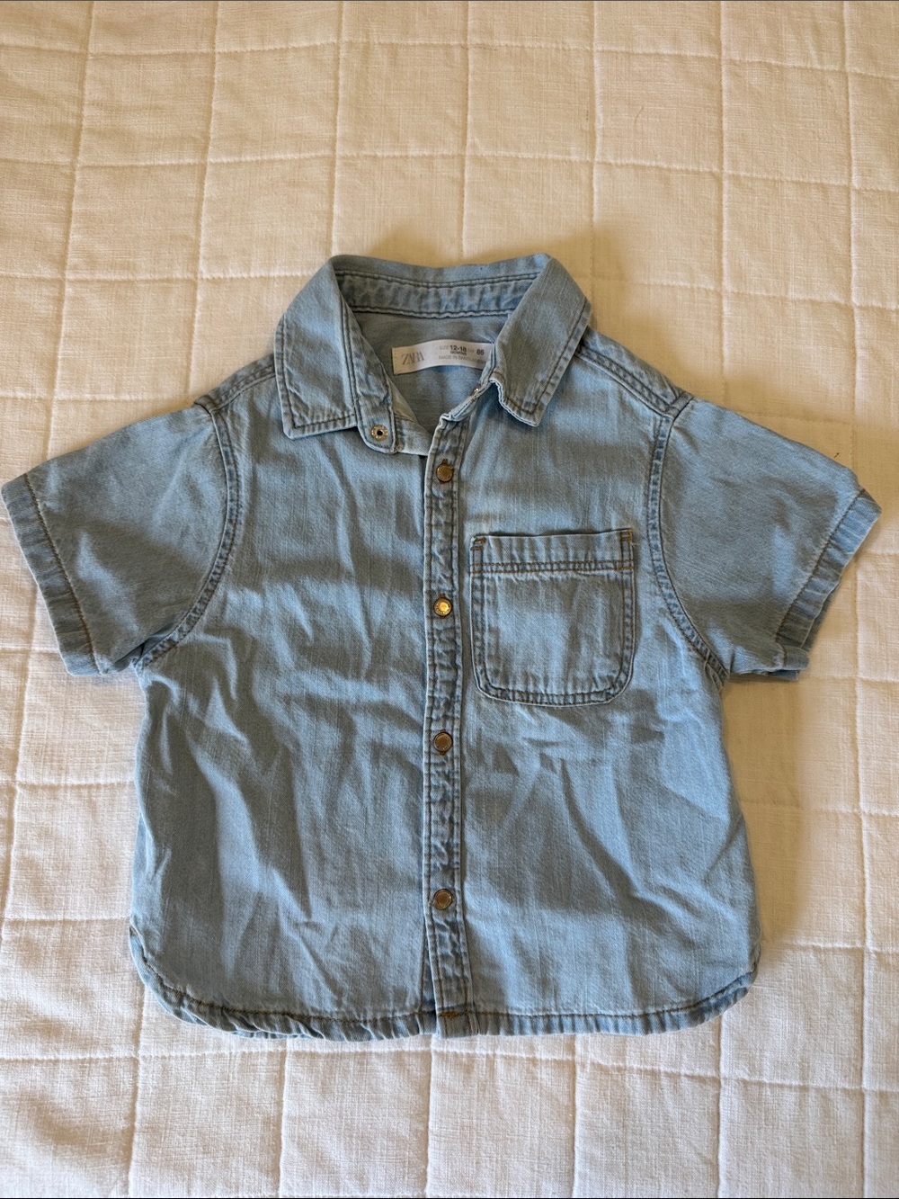 Zara Chambray Short-Sleeve Shirt